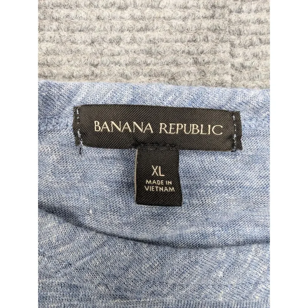 Banana Republic Linen T Shirt Mens XL Blue Woven Minimal Capsule Classic Preppy